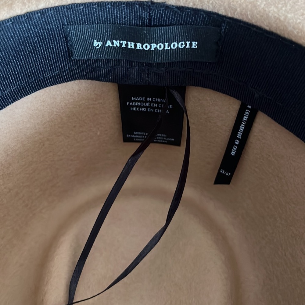 Anthropologie felted fedora. Camel color leather trim - Picture 6 of 9